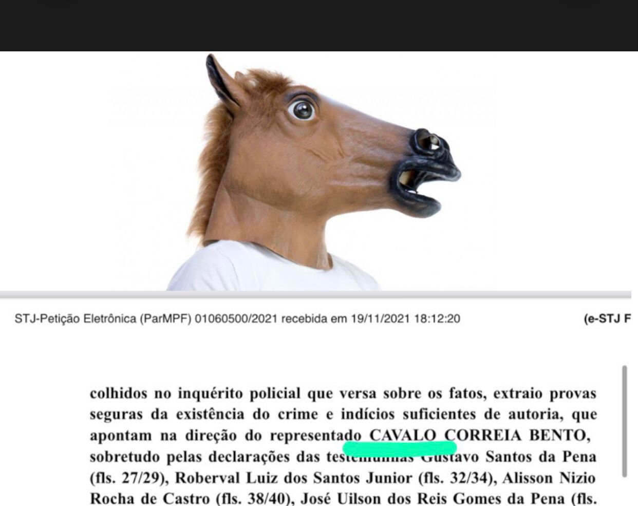 MPF troca nome de acusado por “Cavalo” em pedido de habeas corpus