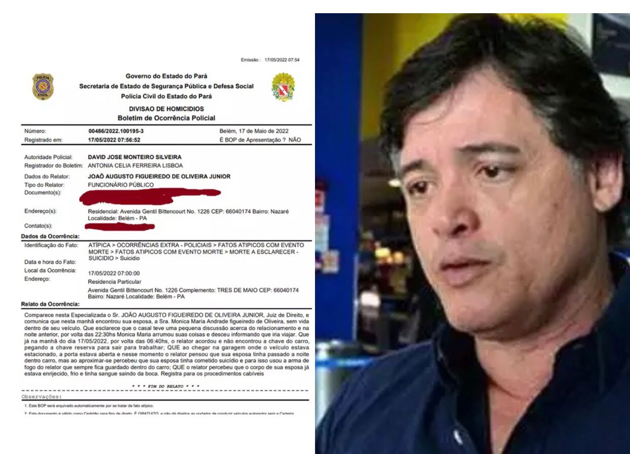 JUÍZA MORTA NO PARÁ: Juiz diz em BO que esposa cometeu suicídio após 'pequena discussão'