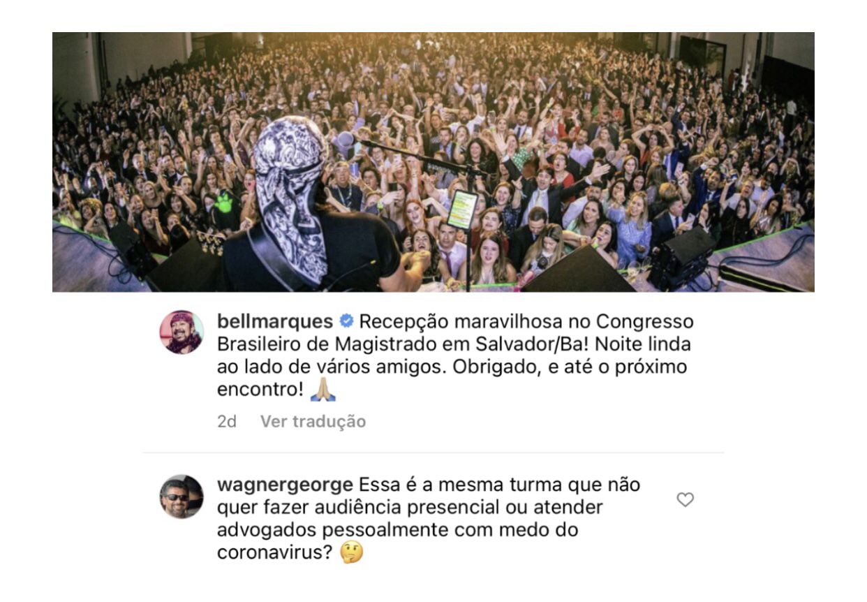 DE VOLTA AO NORMAL: Juízes aproveitam show de Bell em fim de congresso e advogados questionam nas redes