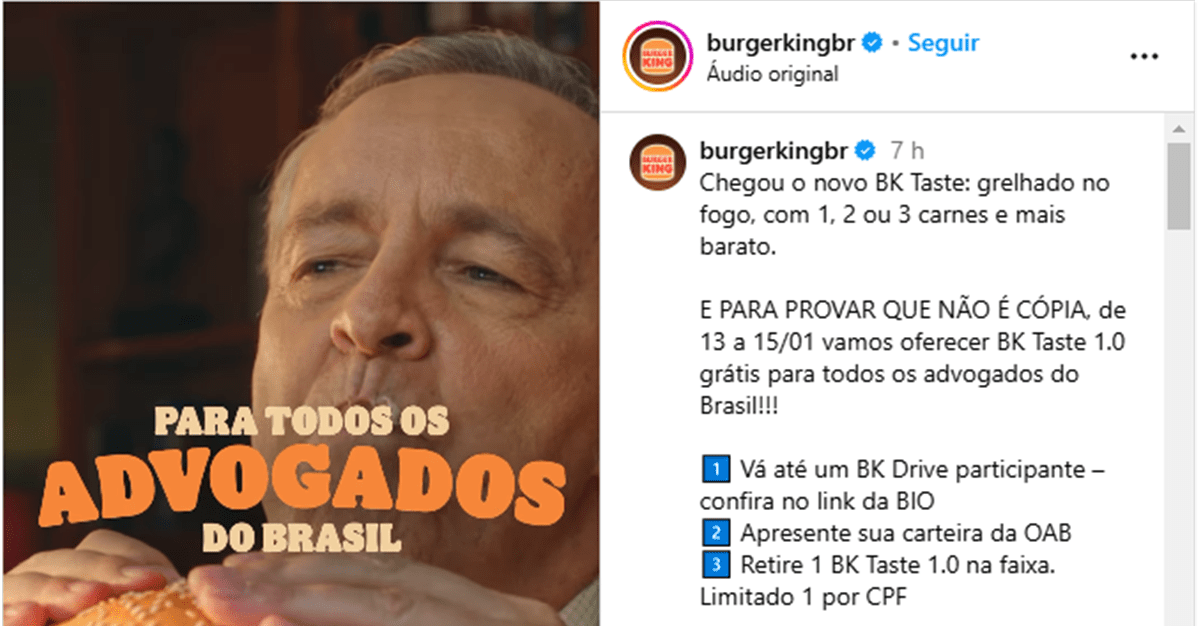 Burger King dará lanche gratuito a advogados para "provar" que não copiou concorrente