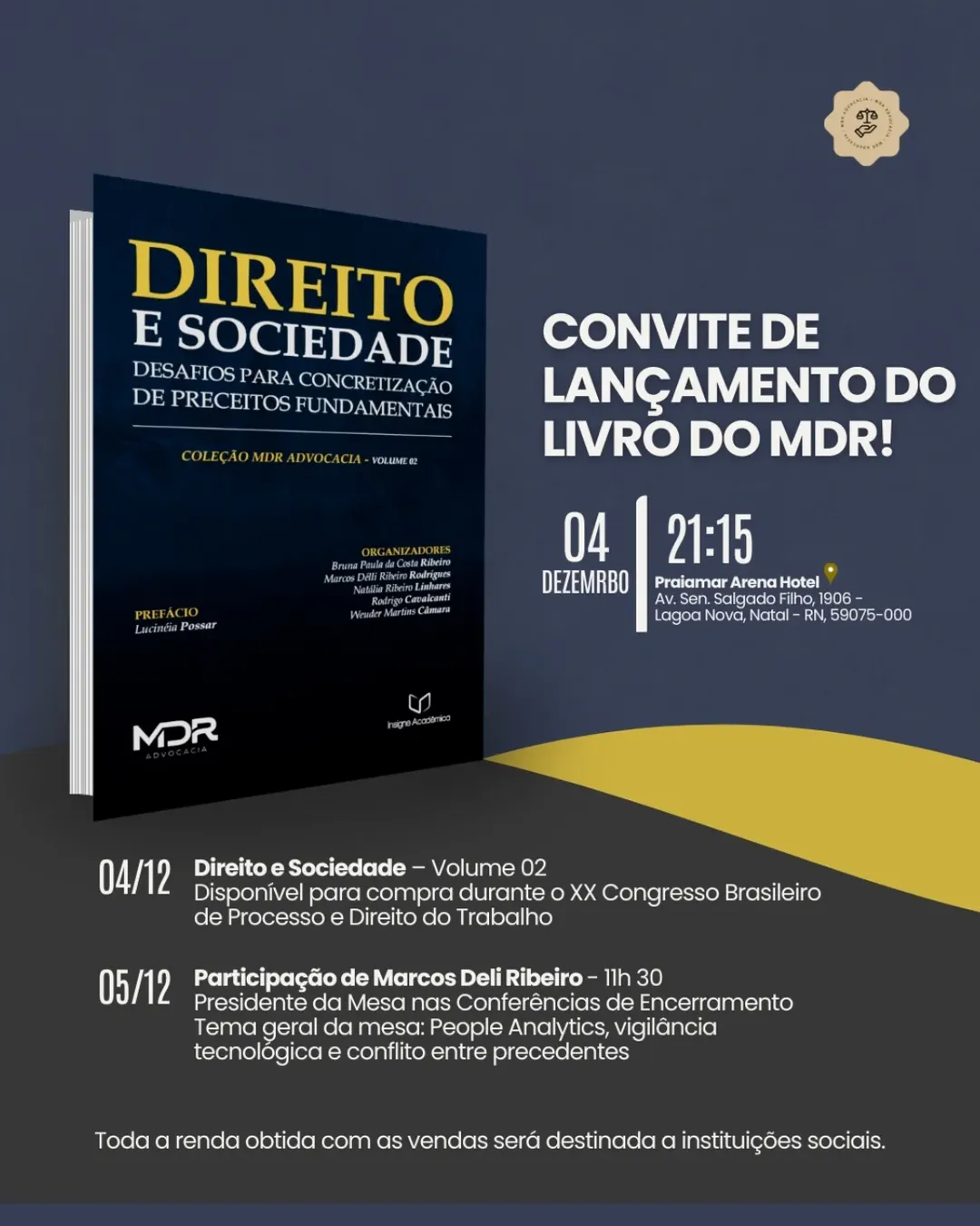 Lançamento do "Direito e Sociedade - Volume 02" da coleção MDR Advocacia ocorrerá no XX Congresso Brasileiro de Processo e Direito do Trabalho